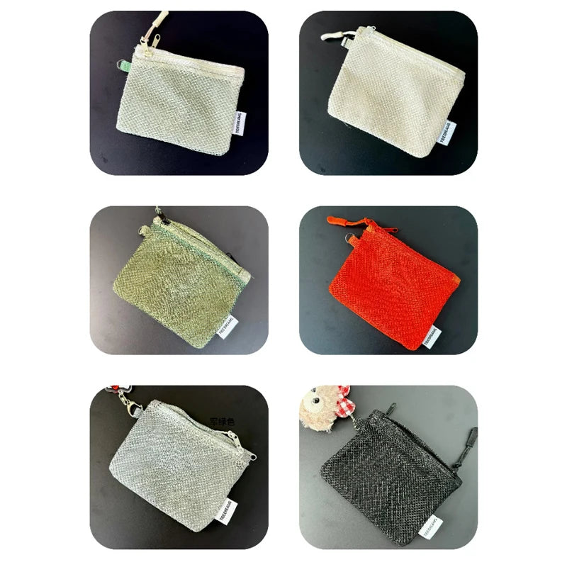Double-layer Zipper Bag Simple Mesh Storage Bag Large Capacity Portable Earphone Lipstick Cosmetic Bag Mesh Coin Storage Bag