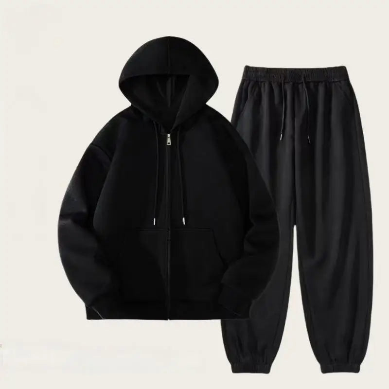 Tatted Believer Cropped Zip Up Sweatshirt and Sweatpants 2-piece Set Y2k Harajuku Men Women Tracksuit Hoodie Running Pants Suit