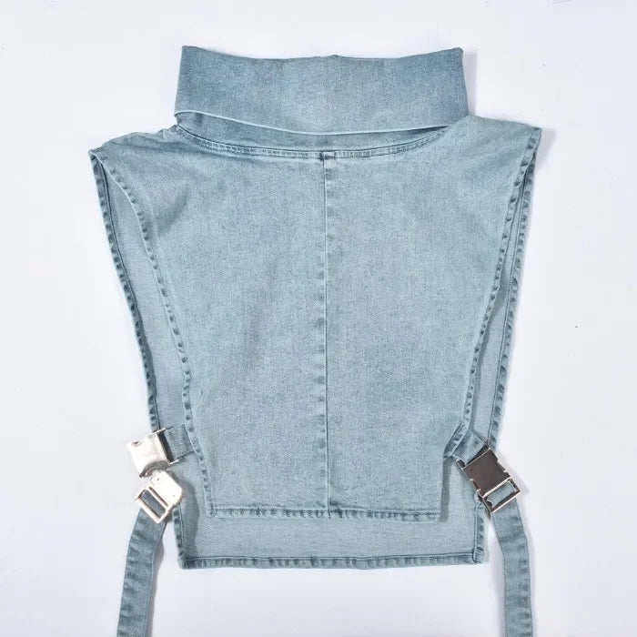Elegant Tank Tops for Women Streetwear Summer 2025 New Cowboy Pile Collar Pullover Sleeveless Workwear High Waist Short Vest