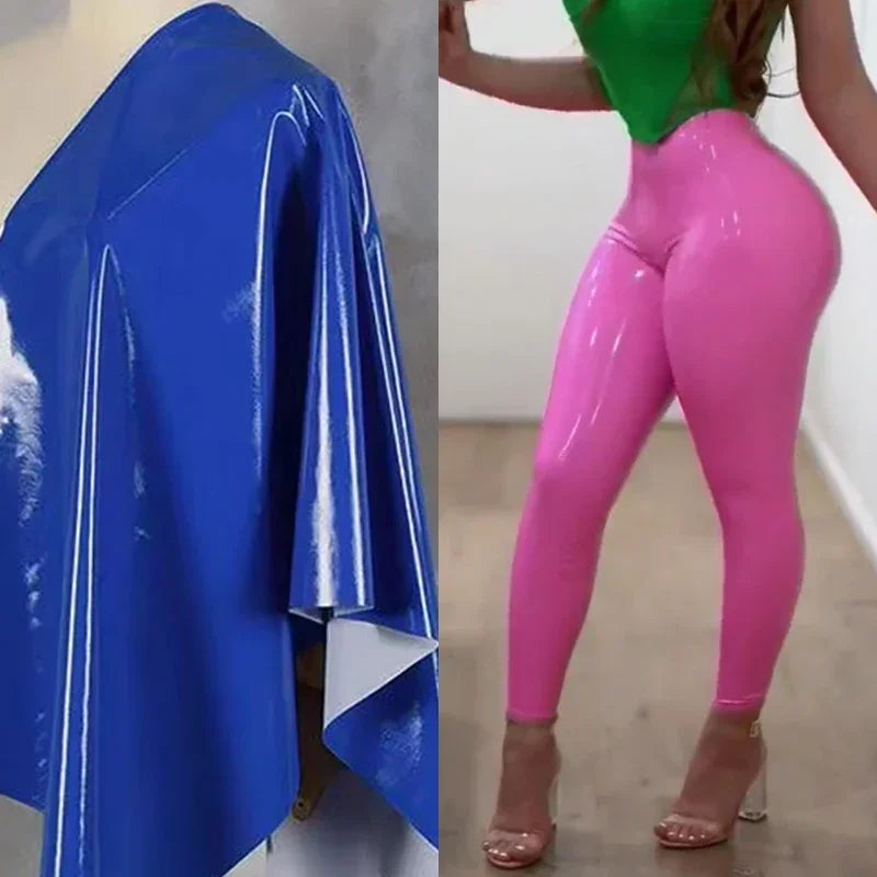High Waist Faux Latex Bodycon Leggings Women Wet Look Shiny Patent Leather Pencil Pants Sexy Stretch Seameless Trousers Custom