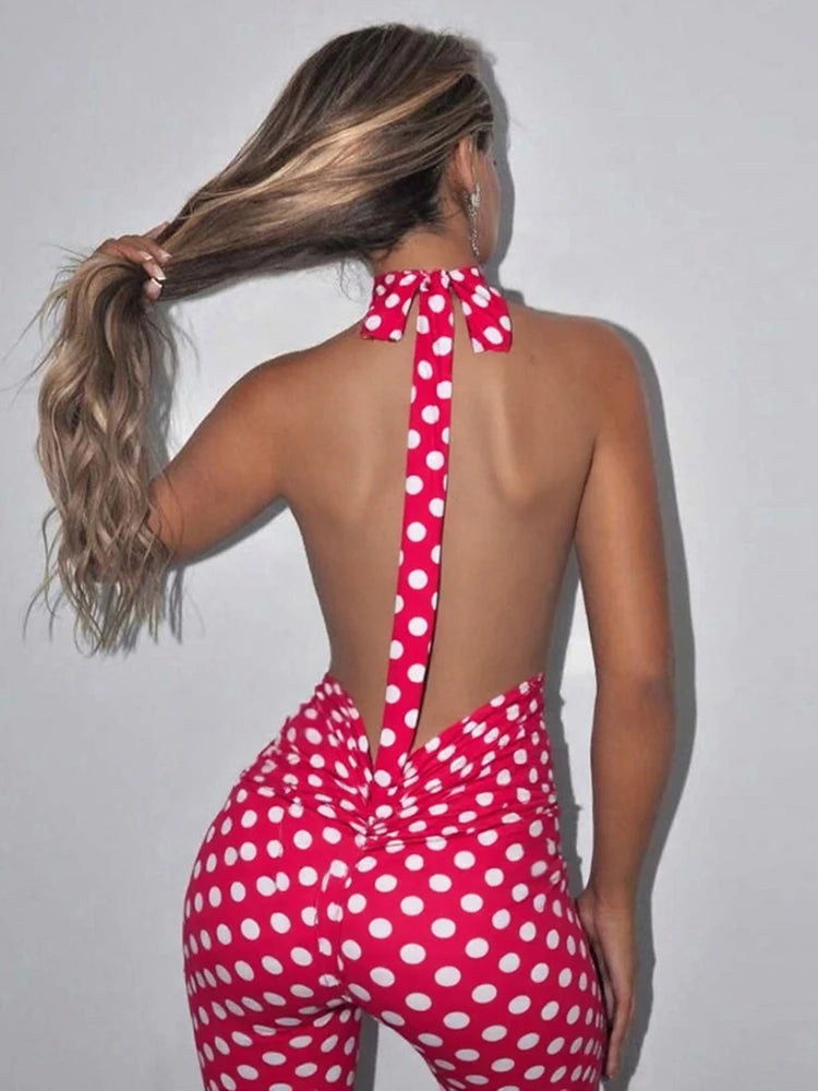 Weird Puss Sexy Print Halter Romper Women Bandage Summer Colorful Hipster Backless Activity Workout Fit Tight Stretch Playsuits
