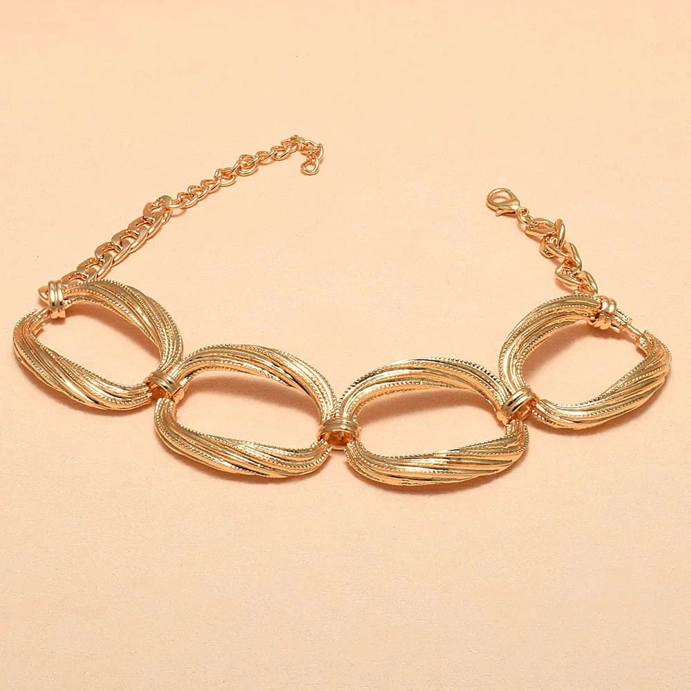 Trendy Bracelet Golden Metal Bracelet Wholesale Of Women's Accessories Round Hoops Bracelet