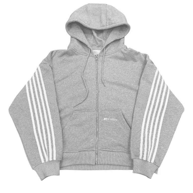 American HCW Retro Striped Zipper Hoodie Y2K Clothes Mens Womens Hip-hop Letter Embroidery Black Oversized Sweatshirt Jacket