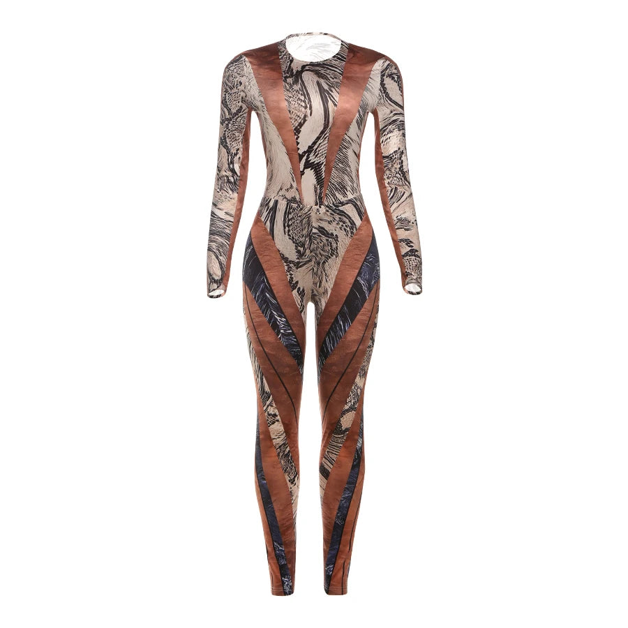 Weird Puss Colorful Patchwork 2 Piece Set Women Fall Trend Hipster Bodysuit Tops+Leggings Tight Stretch Matching Street Outfits