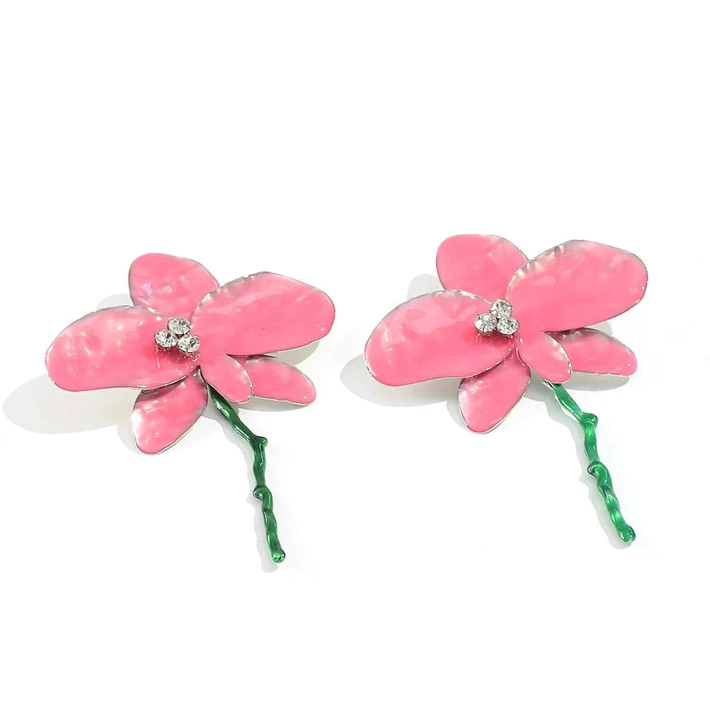 New Arrival Exaggerated Large Red Flower Drop Earrings High-Quality Trendy Long Earrings For Women Statement Jewelry Accessories