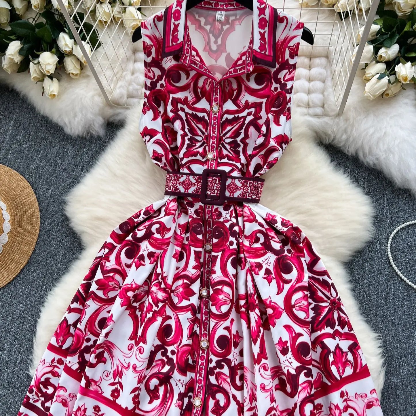 CM.YAYA Women V-neck Elegant Sleeveless Midi Dress 2024 Summer Belt Court Style Streetwear Africa Party Club Dresses Vestidos