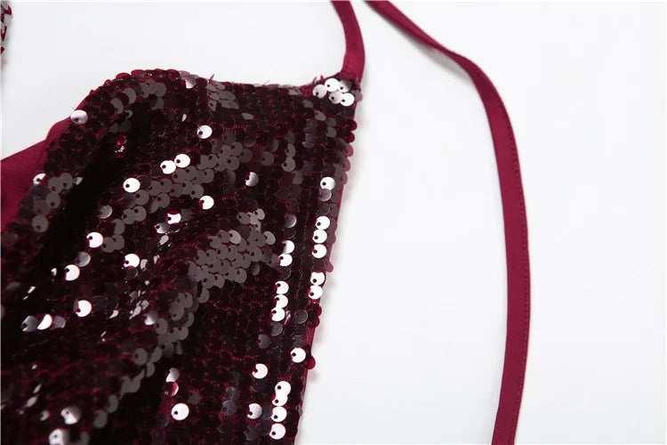 Weird Puss Y2K Sequins Sexy Camisole Women Backless Swing Collar Glitter Beach Vacation Wild Midnight Club Summer Trend Vest