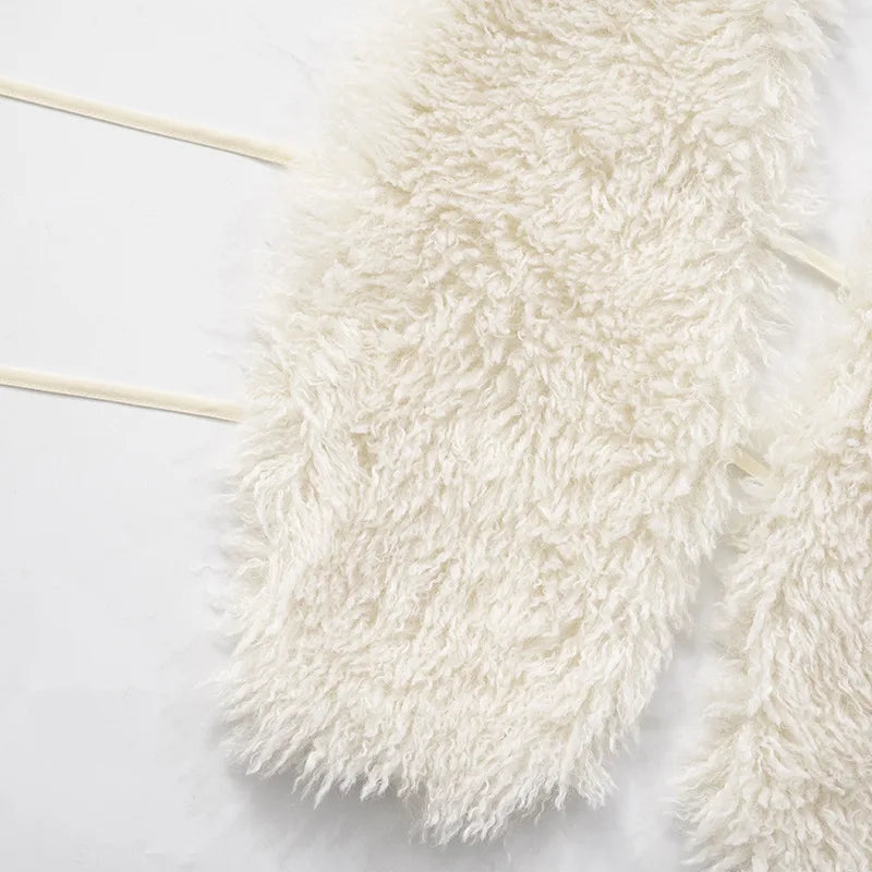 FAGADOER Sexy Fur Patchwork Woman 2 Piece Set Outfit Deep V Backless Lace Up Crop Top + Leopard Print Pants Female Streetwear