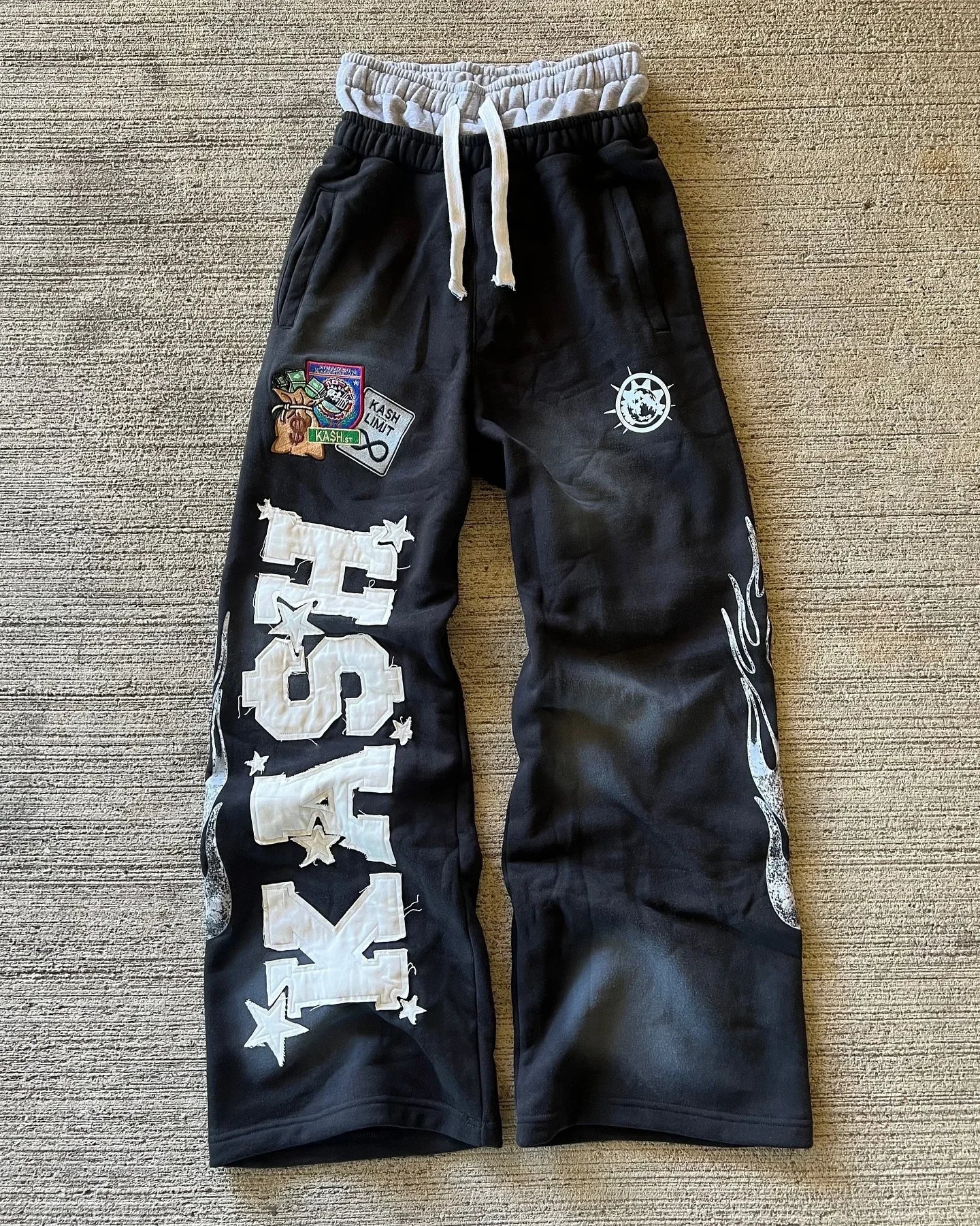American Womens Mens Sports Pants Y2K Clothing Hip Hop Patch Letter Patch Baggy Pants Punk Rock Drawstring Jogging Pants