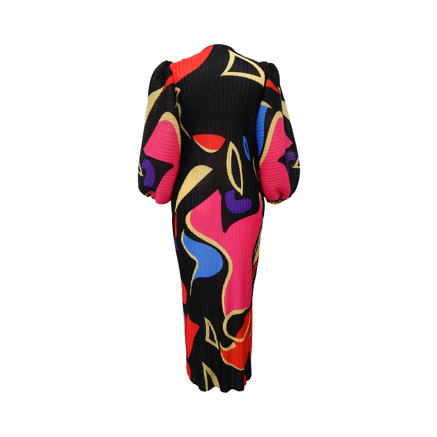 K10783 Cross-border Supply Amazon Fashionable Women's Clothing European American Style Lantern Sleeve Pleated Dress