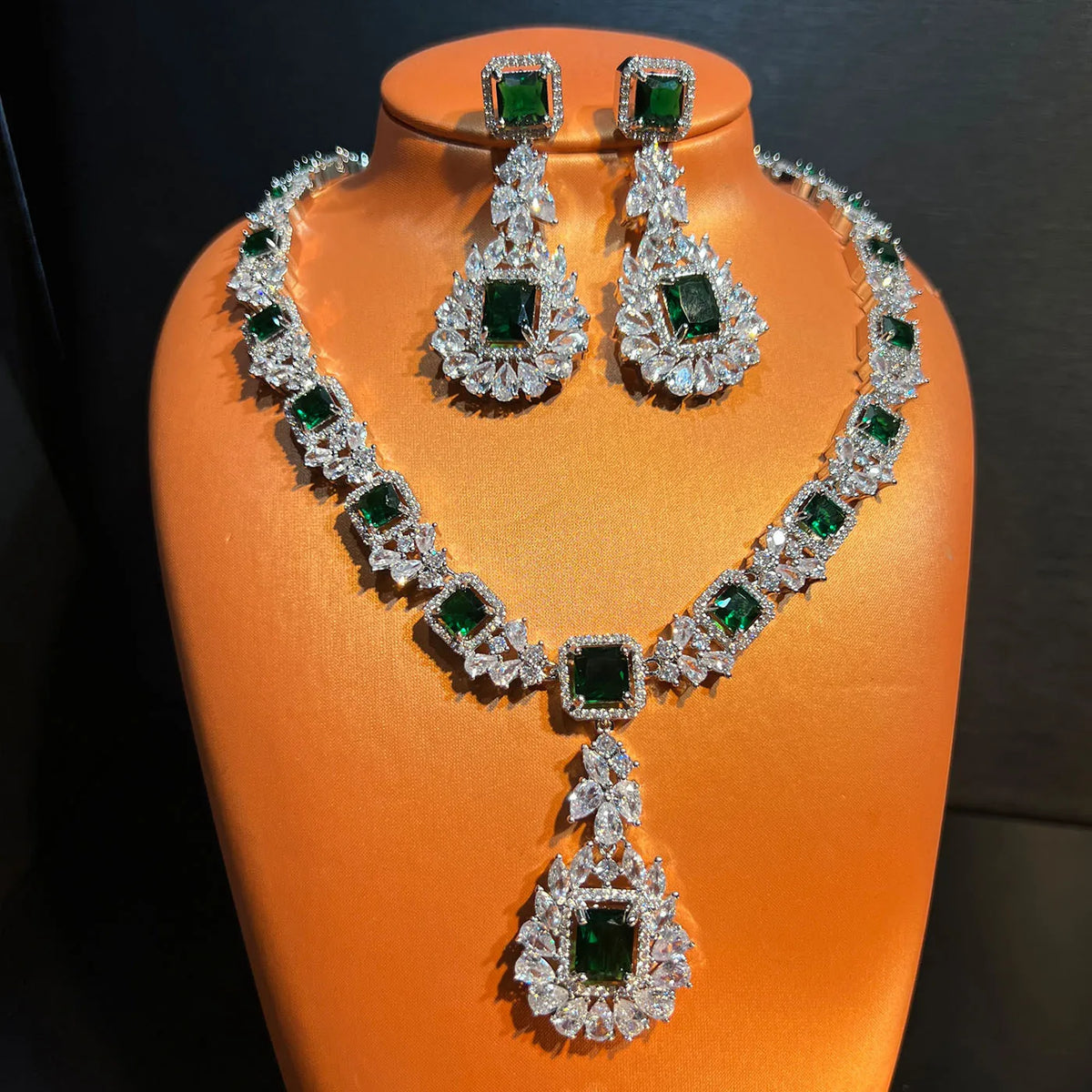 Multicolor Flower Zircon Necklace and Earring Set for Women