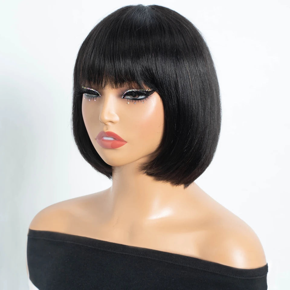 Glueless Short Straight Lace Closure Bob Wig for Women