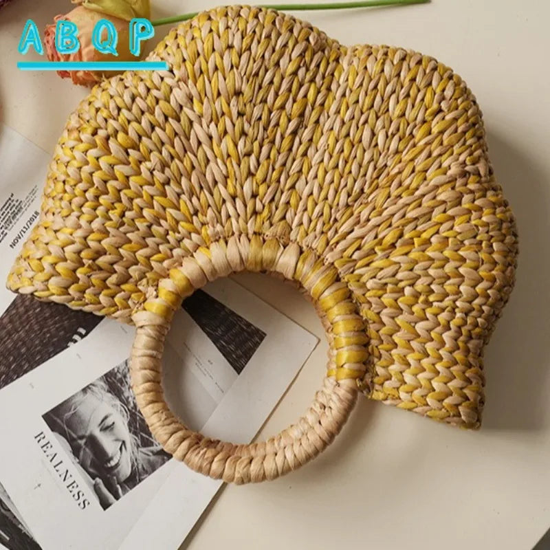 New Straw Woven Women's Bag Hand-woven Straw Women's Handbag Luxury Brand Personalized Fashionable Straw Beach Bag High Quality