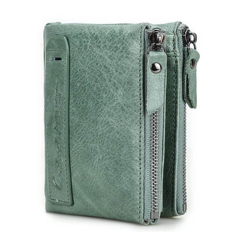 Genuine Leather Bifold Wallet With Coin Pocket for Women