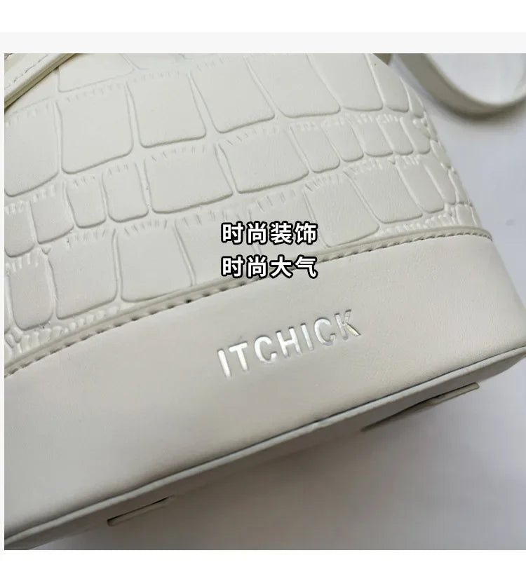 2025 New Trendy Women's Drawstring Tote Bag - Vintage Stone Texture Crossbody Satchel with Retro Minimalist Design