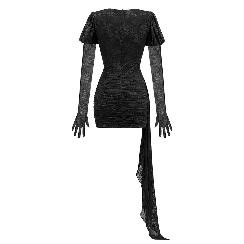 Women's Sexy Lace Spice Girl Dress Haute Sense Hollow Out Irregular Pure Desire Dress Luxury Temperament Evening Party Dress