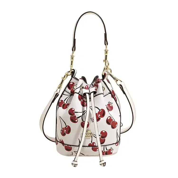 "2025newTextured Bucket Bag Women Artisan Drawstring Shoulder Purse Vintage Motif Crossbody Heritage Accent Carrier"