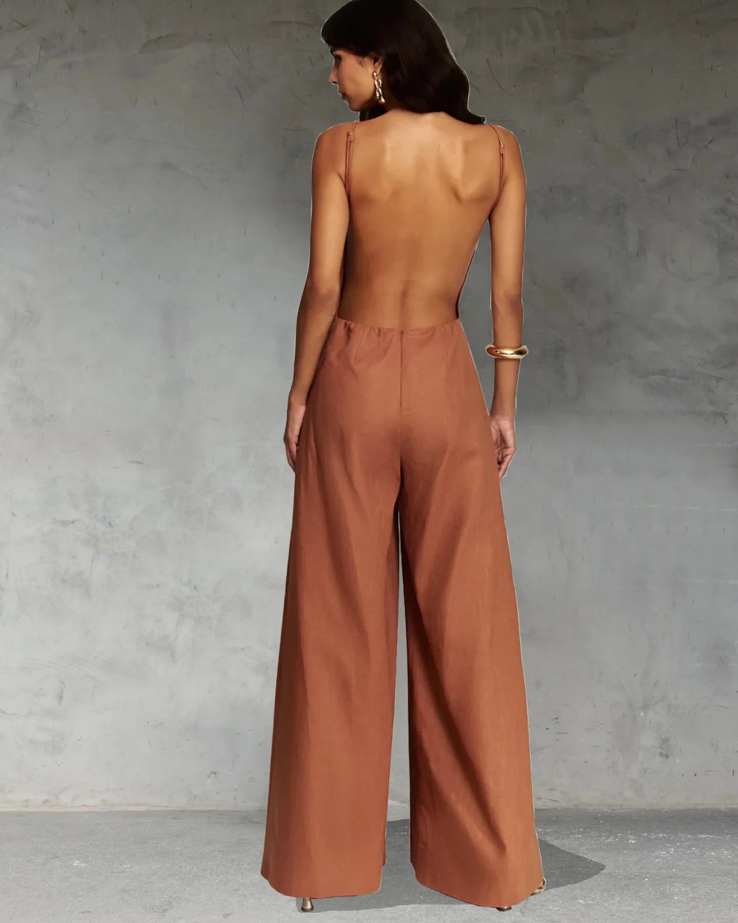 Summer Women's Jumpsuit Long Pants Sleeveless High Waist Wide Leg Ankle-length Pants Solid Color Casual Fashion Women's 2025