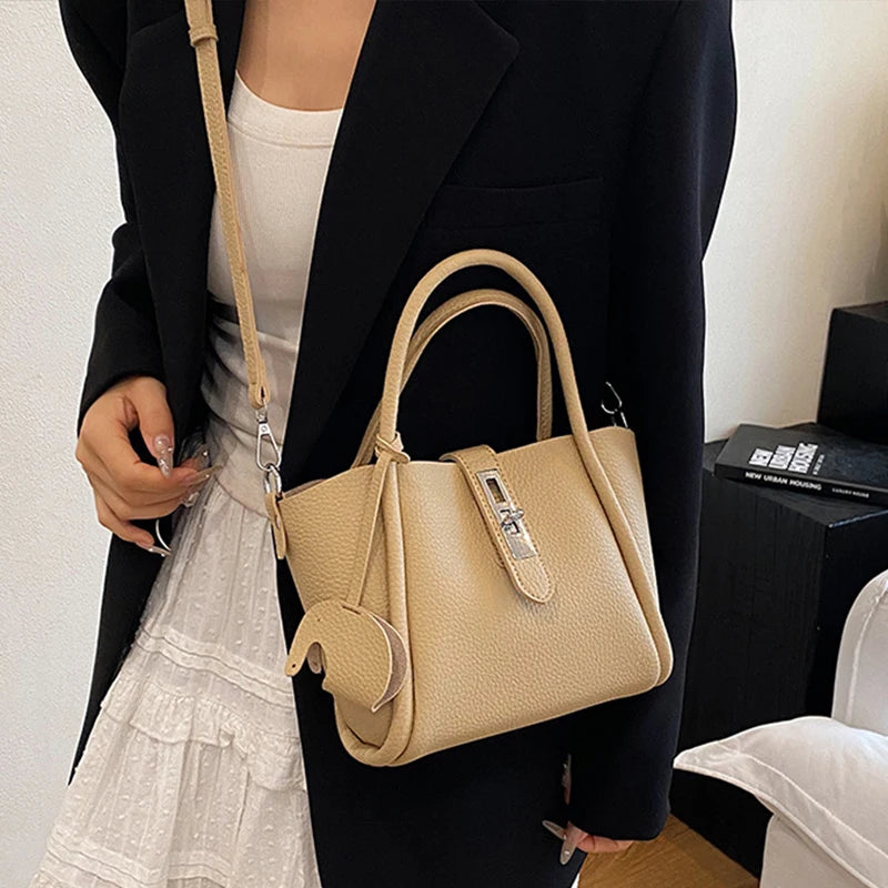 Fashion Design Women Bucket Bag Brand Trendy Basket Bag Versatile Simple Solid Color Texture Women's Bag Shoulder Crossbody Bag