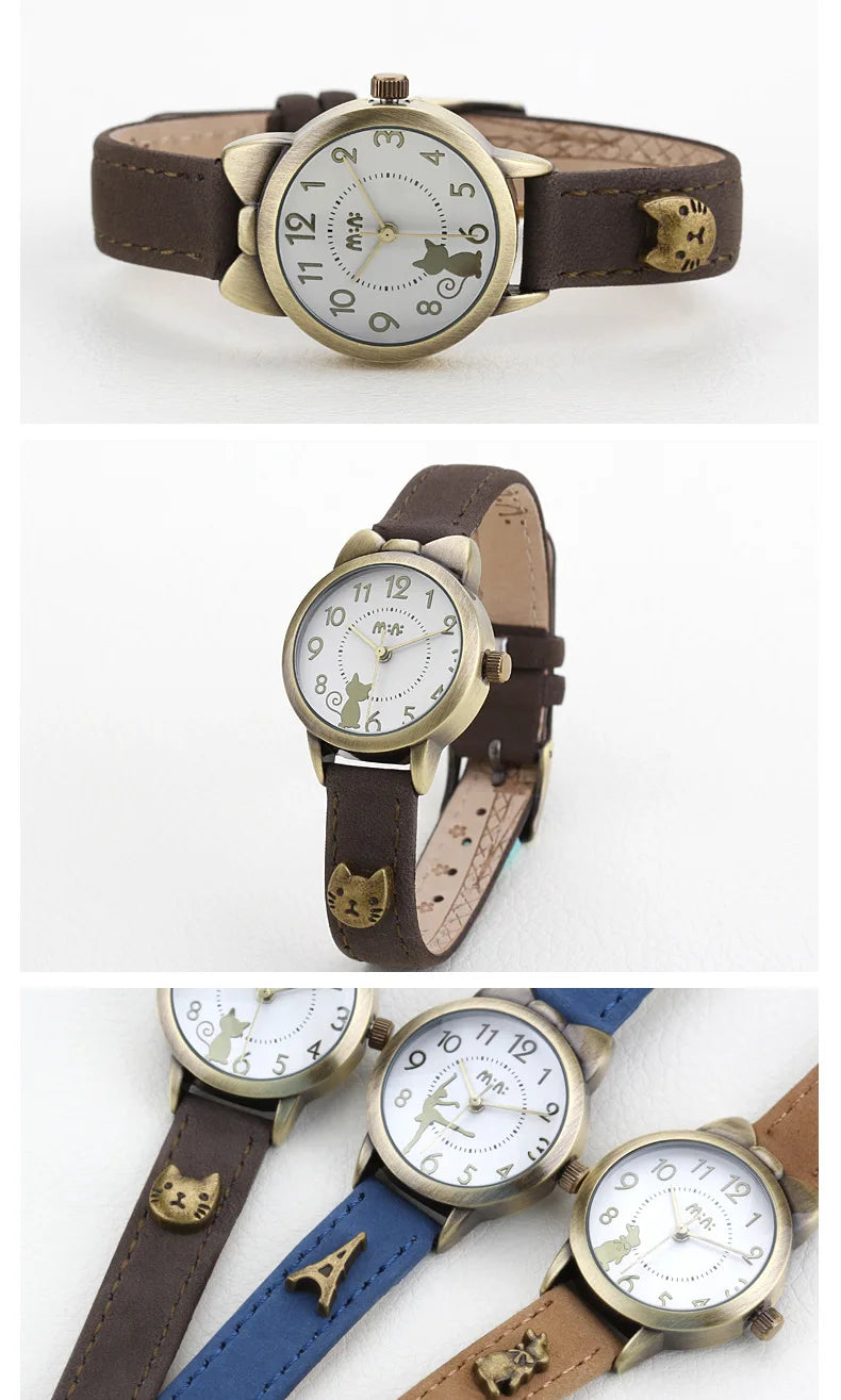 Montre M:N: Brand Fashion Watch Ladies Luxury Hand-made 3D Cat Girl Gift Quartz Wristwatch Waterproof for Women 2025 Reloj Mujer