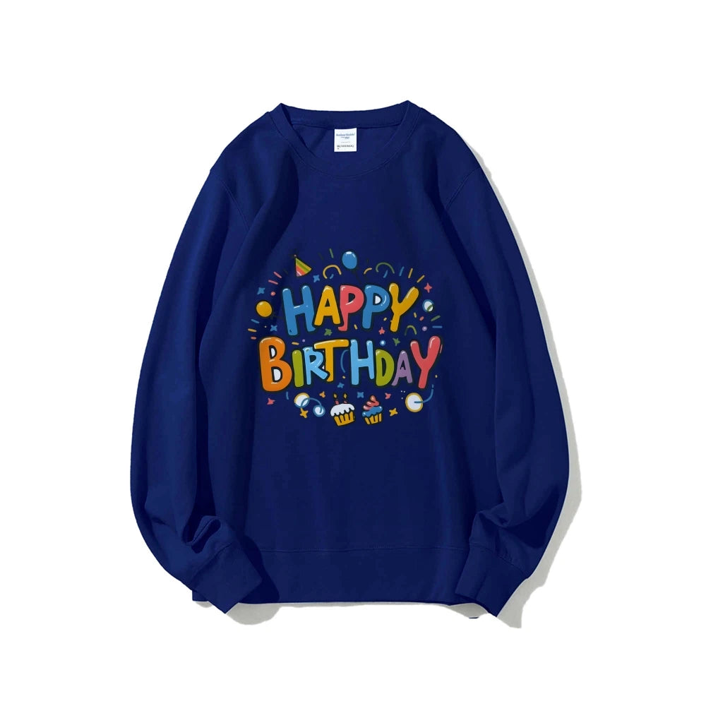 Birthday Graphic Casual Sweatshirt Trendy Multi-Colored Cotton Soft Top New Fashion Crew Neck Pullover Long Sleeve Loose Sweater