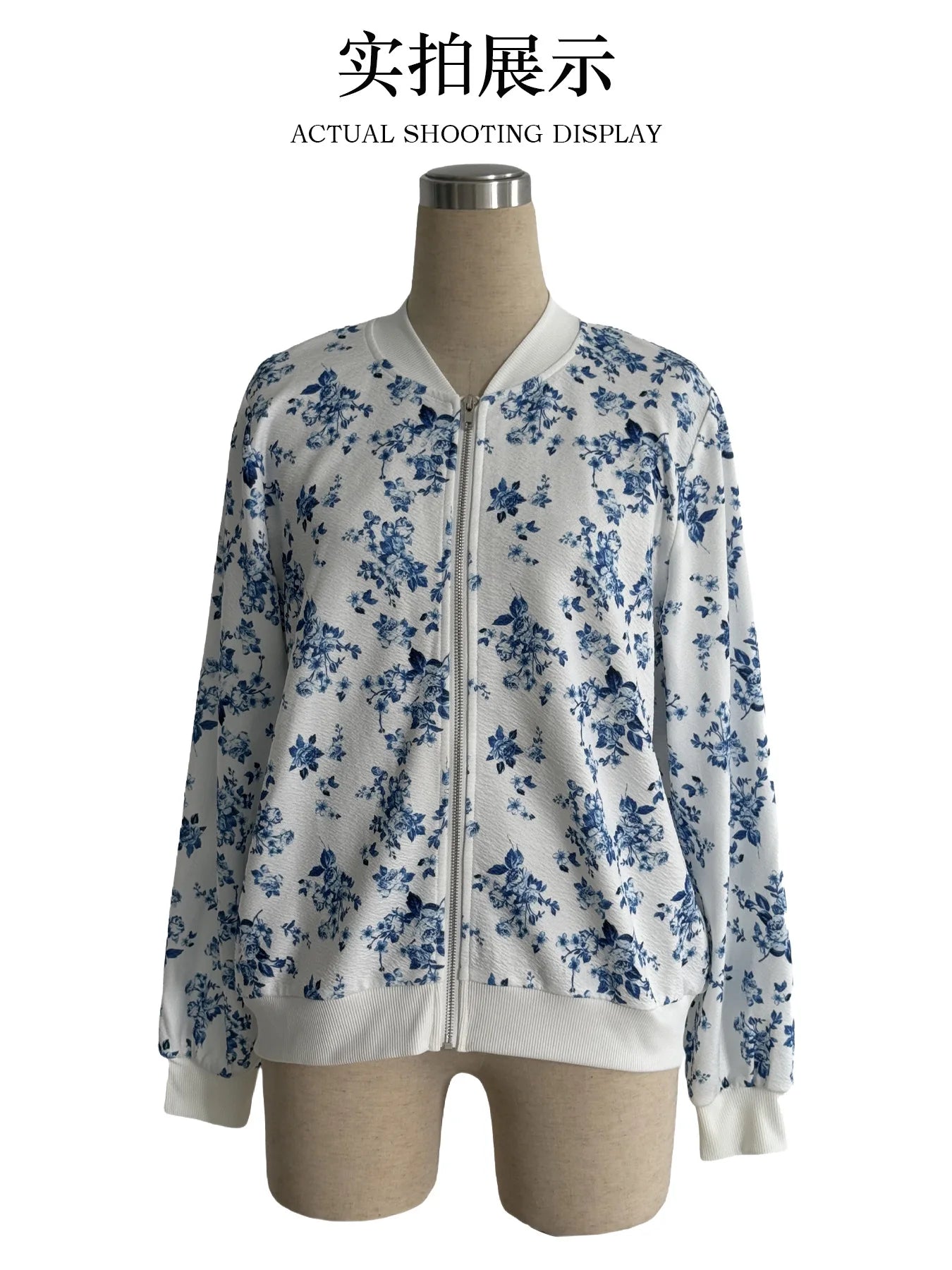 Women's Leopard Stand-Up Collar Long Sleeve Zipper Cardigan Coat Jackets Autumn Ladies Casual Loose Outwear Outcoat Size