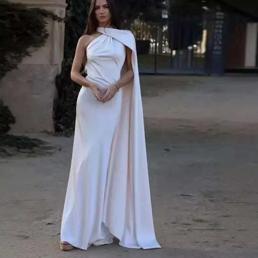 Women's Selling Fast Silk-Satin Feeling Halter Neck Dress European and American Style Sleeveless Summer Fashion Dress