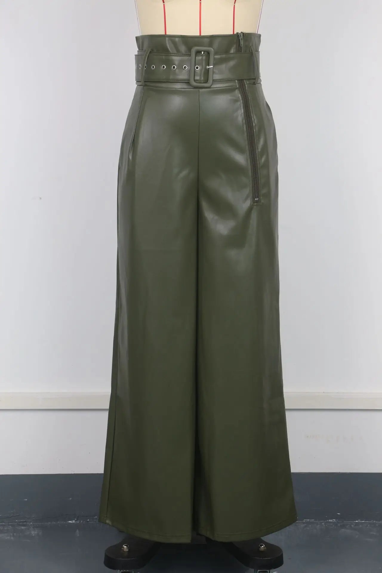 Women's Pants Wholesale Items High Waist Pu Leather Black Wide Leg Pants for Women Casual Fashion Loose Streetwear Trouser Femme