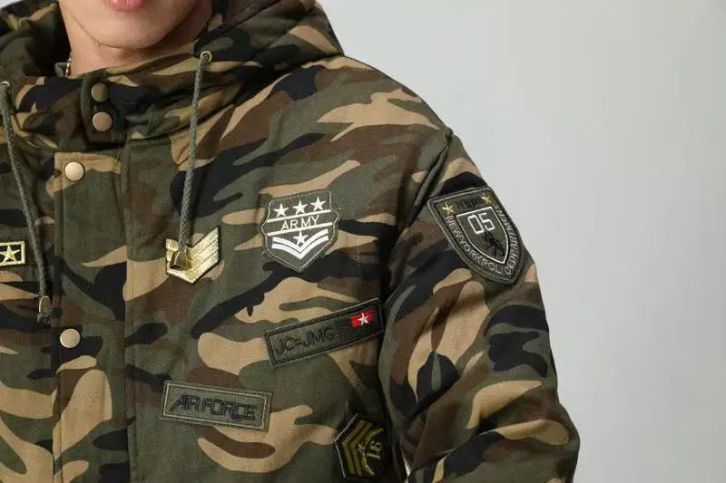 Winter Camouflage Hooded Cotton Parka Coat for Women