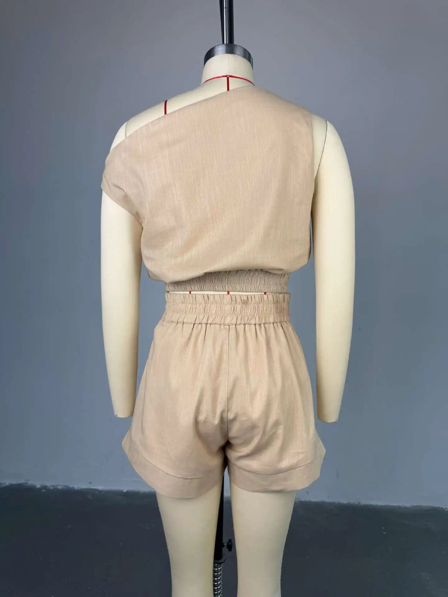 Joskaa Casual 2 Piece Sets Women Off Shoulder Sleeveless Shirt Tops and High Waist Wide Leg Shorts Matching 2025 Streetwear