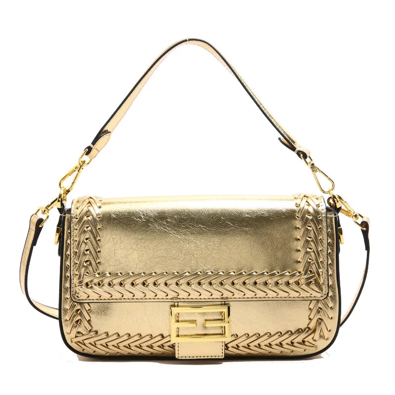 2025 Designer Shoulder Bag Collection - Bamboo Woven Crossbody Saddle Bag, Elegant Top Handle Hobo Purse with Chain Strap