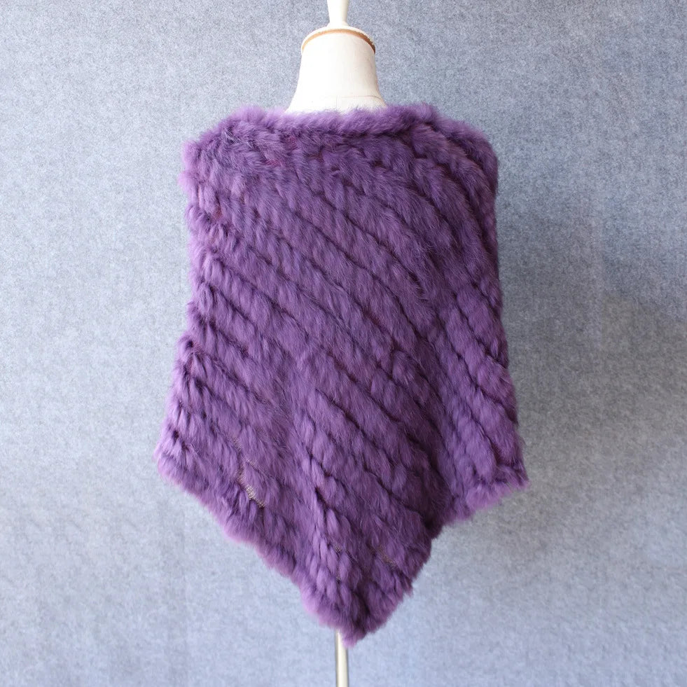 Rabbit Fur Knit Shawl Coat