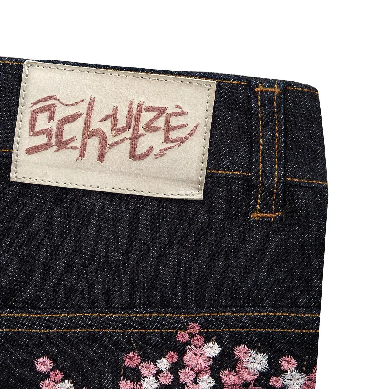 Men Women Cherry Blossom Knight All Embroidery Denim Pants Y2k Vintage Baggy Street Straight Jeans High Waisted Washed Blue Jean