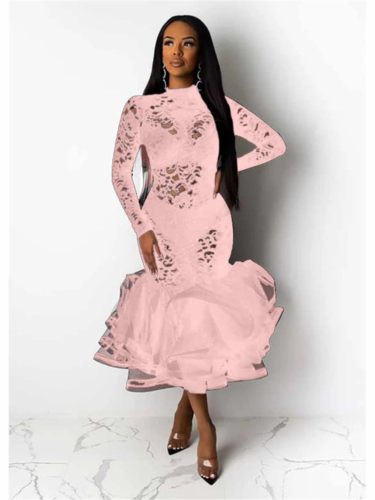 Wmstar Party Dress Women Sexy Hollow Out Bodycon Maxi Long Maxi Dress Hip Wrap Club Outfits New In Spring Wholesale Dropshipping