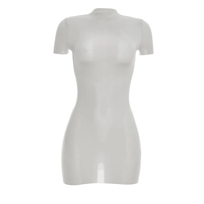 Elegant See Through Mini Dress with Stretch for Women