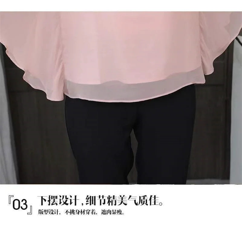 4XL Bat Shirt Summer Women's Loose T-shirt Small Shirt 2025 Spring/Summer Large Wrinkle Resistant And Elegant chiffon Top Green