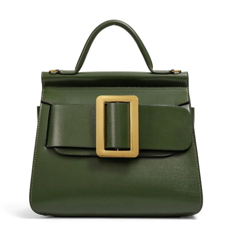 Structured Square Buckle Shoulder Bag