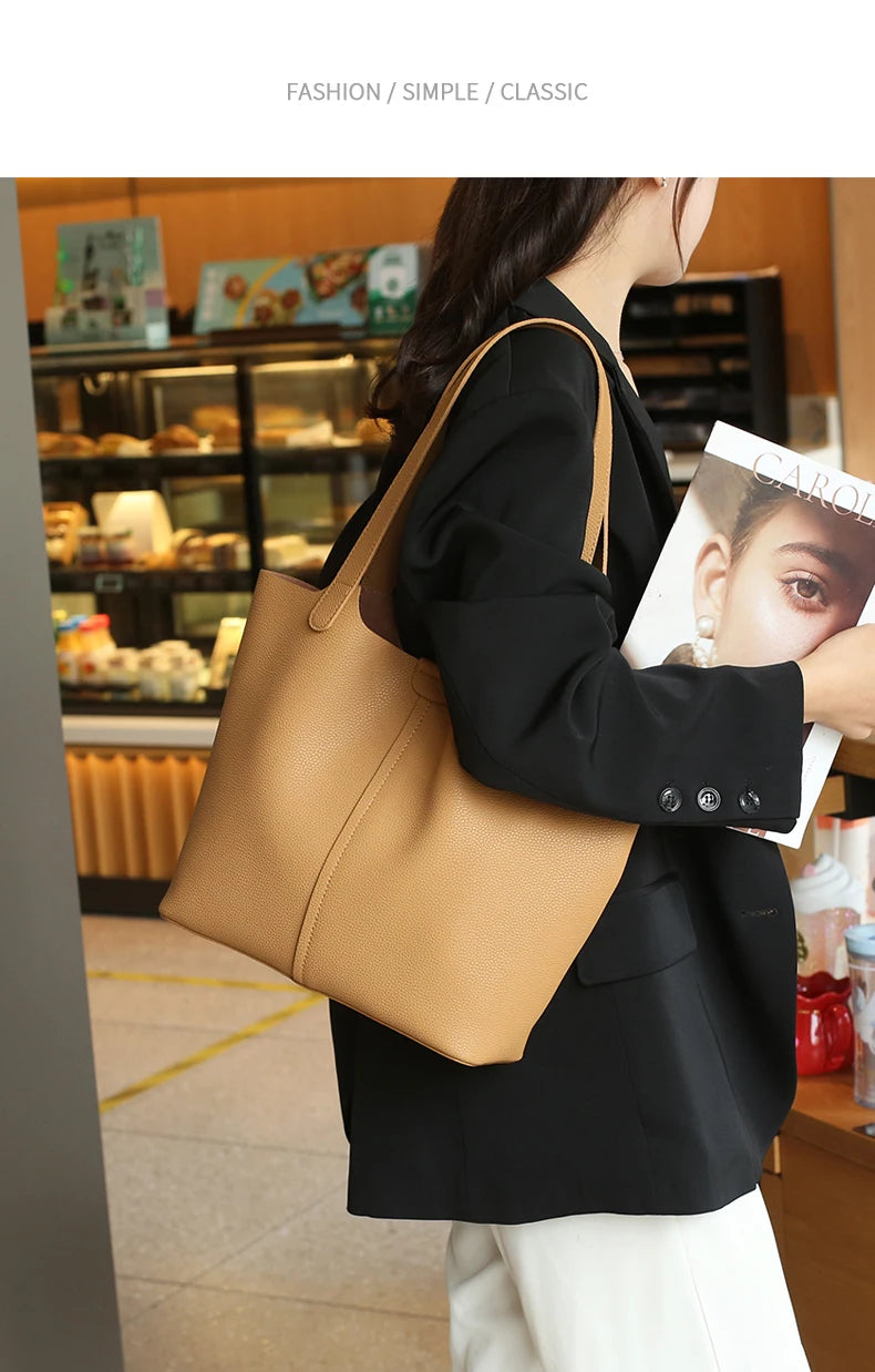 Genuine Leather Designer Luxury Bag Large Capacity Fashionable Casual Shoulder Bag Commuting work handbag for women office