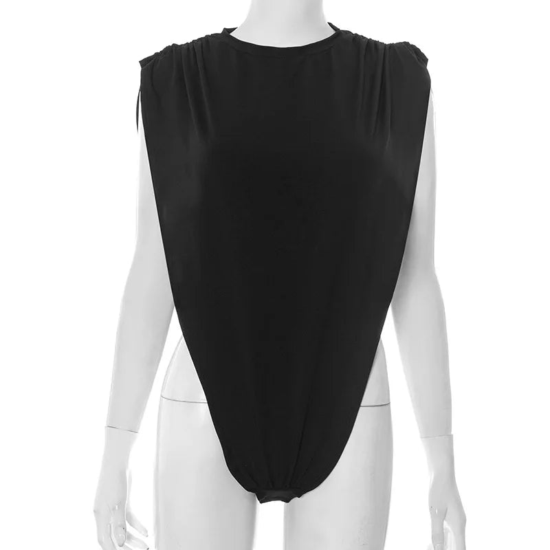 Joskaa 2025 Women's Black Two Piece Set Sexy Crew Neck Sleeveless Side Cutout Bodysuits and Bodycon Shorts Suits Y2K Streetwear