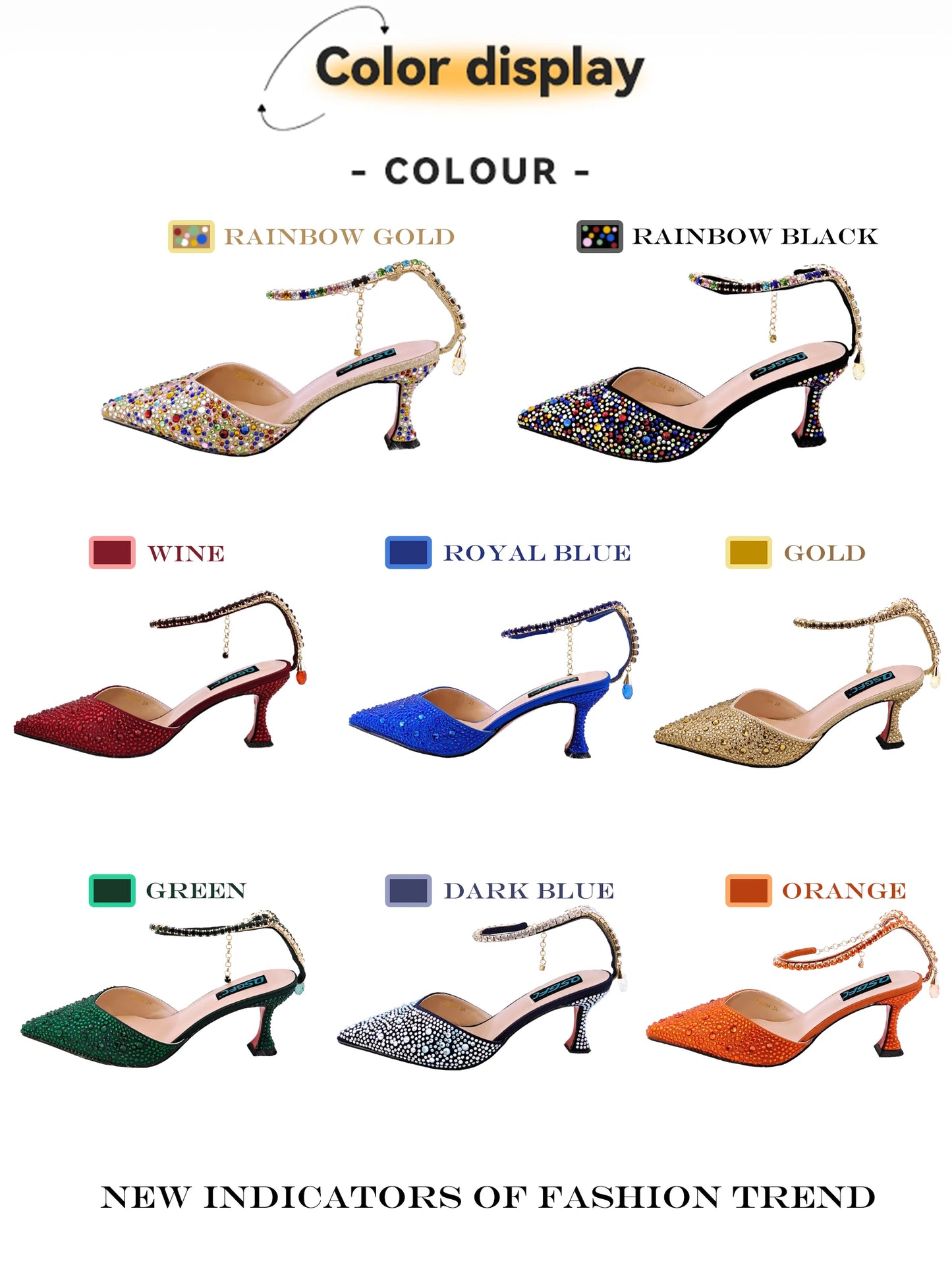 QSGFC Nigerian Popular Pointed Shoes And Bag Handle Soft Small Bag Anklet Design Mid-Heel Women's Shoes