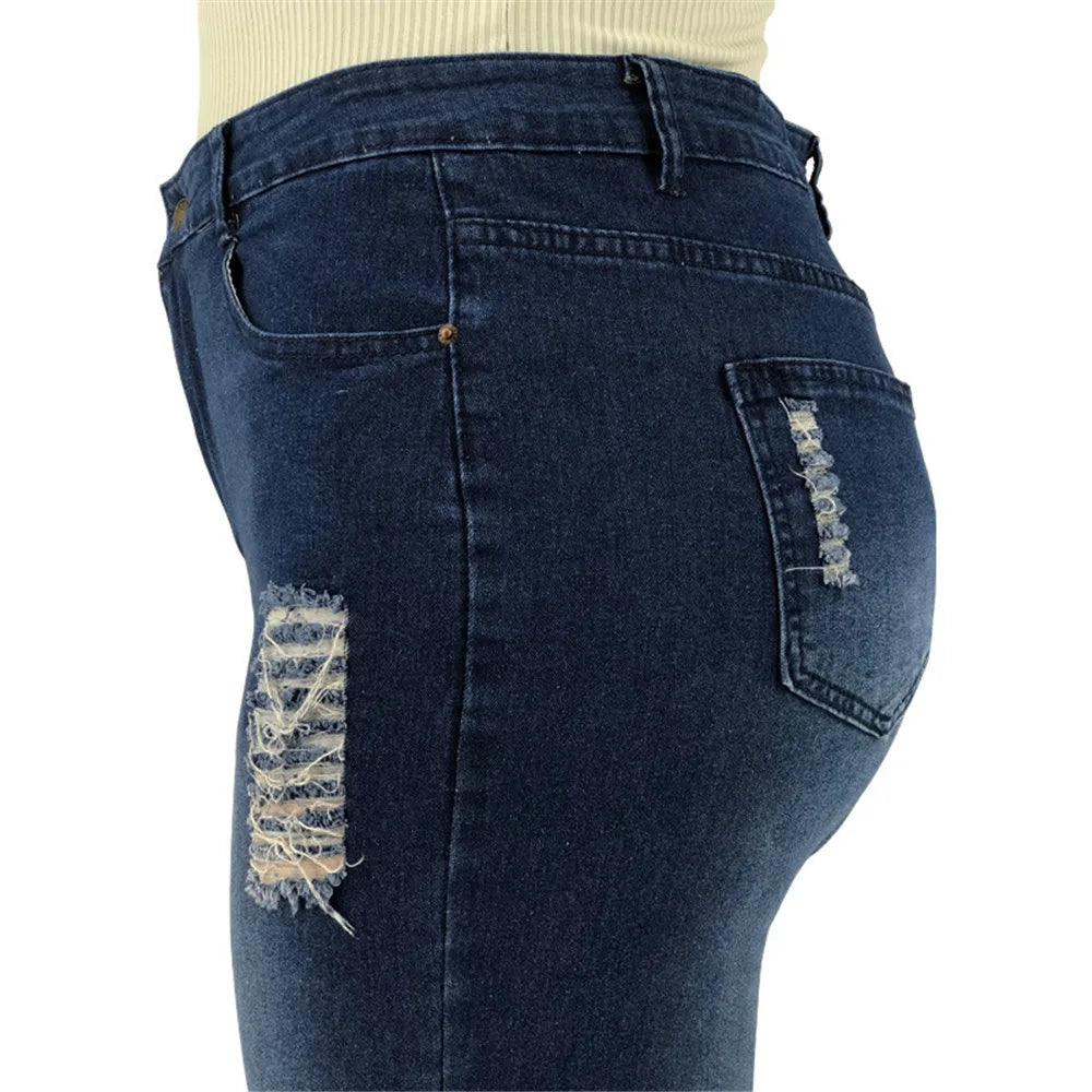 Wmstar Plus Size Jeans Women Bodycon Stretch Solid Pockets High Waist Fashion Denim Flared Pants 2022 Wholesale Dropshipping