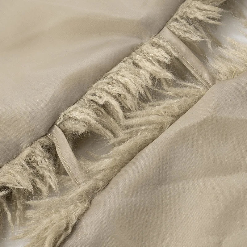 FAGADOER Sexy Fur Patchwork Woman 2 Piece Set Outfit Deep V Backless Lace Up Crop Top + Leopard Print Pants Female Streetwear