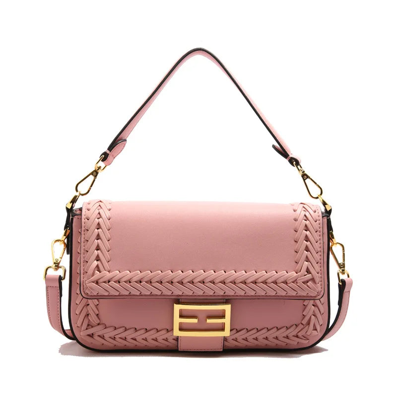 2025 Designer Shoulder Bag Collection - Bamboo Woven Crossbody Saddle Bag, Elegant Top Handle Hobo Purse with Chain Strap