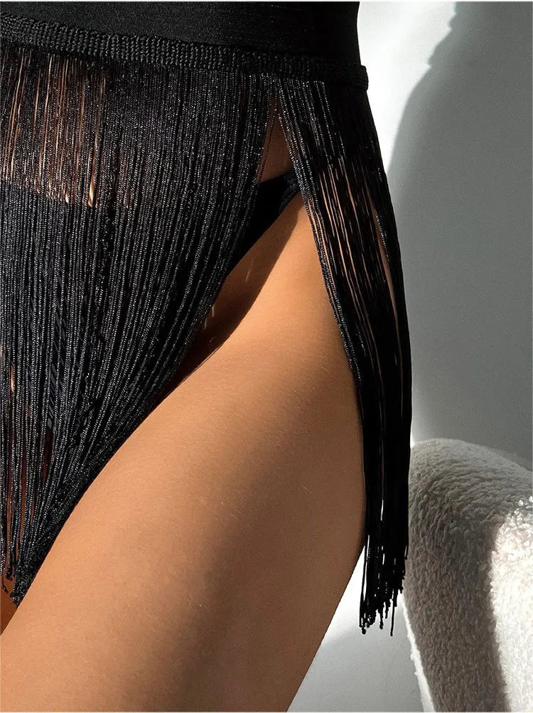 Swimsuit 2025 new fringed short skirt beach resort shirt swimming skirt, fringed fashion and simplicity XL-ZK-449