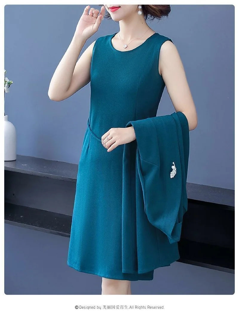 Single/Two-piece Suit Female Middle-Aged Elderly Temperament Mother Dress Suits New Autumn Windbreaker Coat Female Elegant Dress