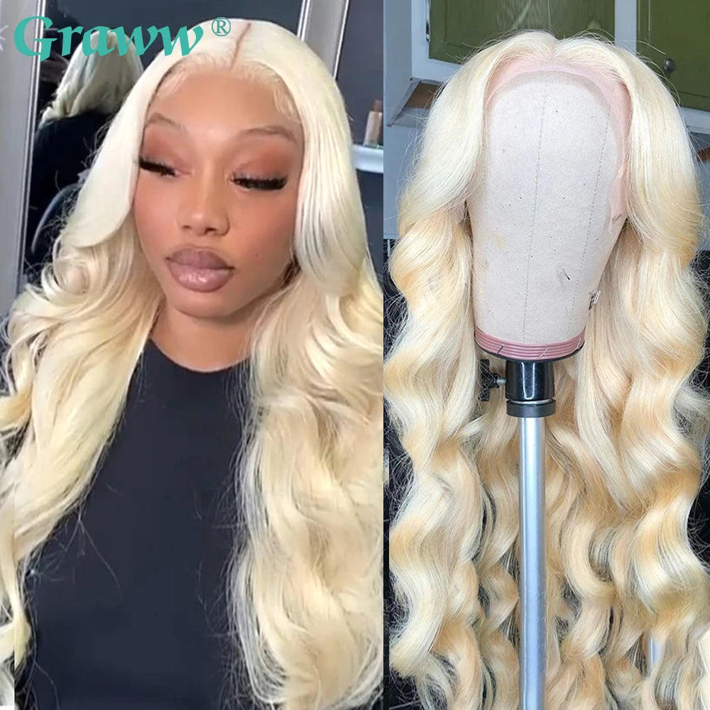 Blonde Body Wave Lace Front Wig HD Transparent 13x4 13x6 Frontal Human Hair 613 Pre Plucked Full Frontal Wigs 200% 40 46 Inch