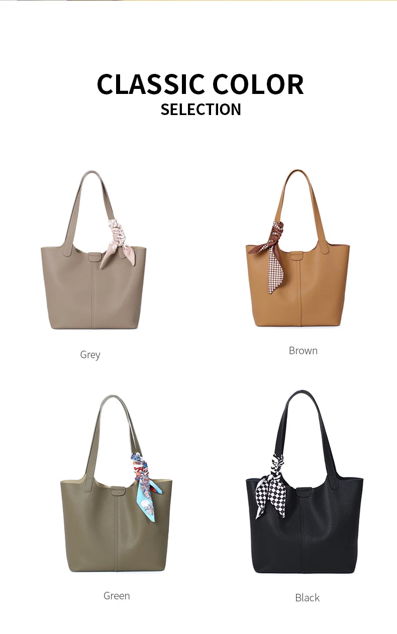 Genuine Leather Designer Luxury Bag Large Capacity Fashionable Casual Shoulder Bag Commuting work handbag for women office