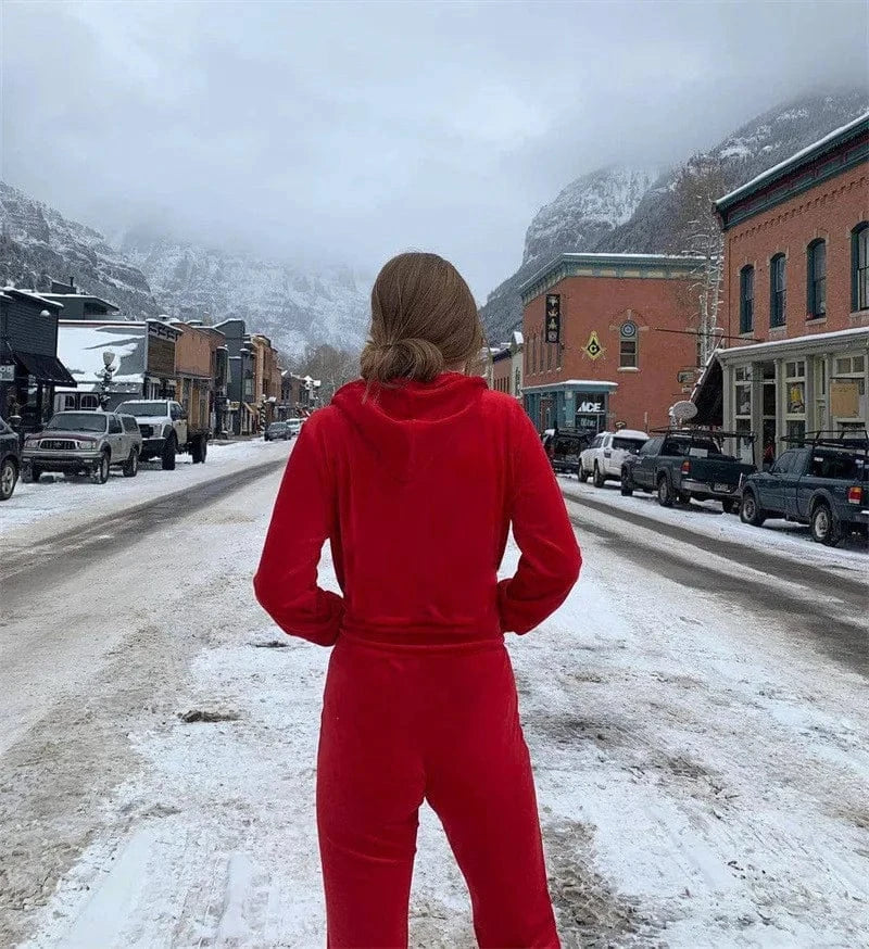 Spring New Tracksuit Track Suit Tracksuit Women Velvet Coutoure Couture Sweatsuits Two Piece Set Coture Women Pants Sets Casual