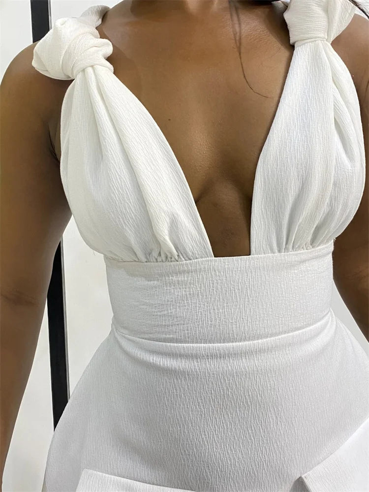 Wmstar Dresses for Women Sexy V Neck Elegant Solid Sleeveless New Summer Fashion Mini Dresses Women Wholesale Dropshipping 2024