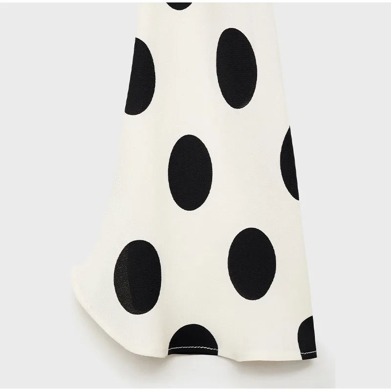 Black Dots Dress Long Sleeve  Art Modern Maxi Dress Long Sleeve High Neck Street Wear Print Bohemia Long Robe Gift 2025